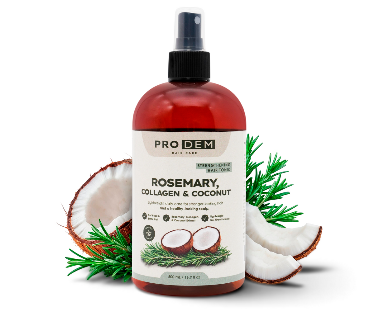 PRO DEM Rosemary & Coconut Hair Tonic Spray with Collagen - Leave-In - 500 mL